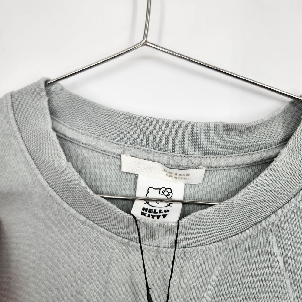 Zara Medium Grey Hello Kitty Crew Neck Short Sleeve Shirt NWT - Picture 5 of 8